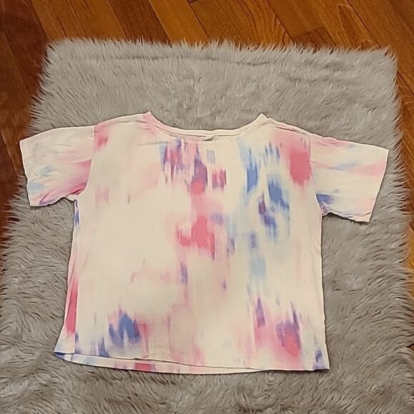 Old navy pink, blue and white tye dye soft stretch flowy tshirt size small - Picture 1 of 4